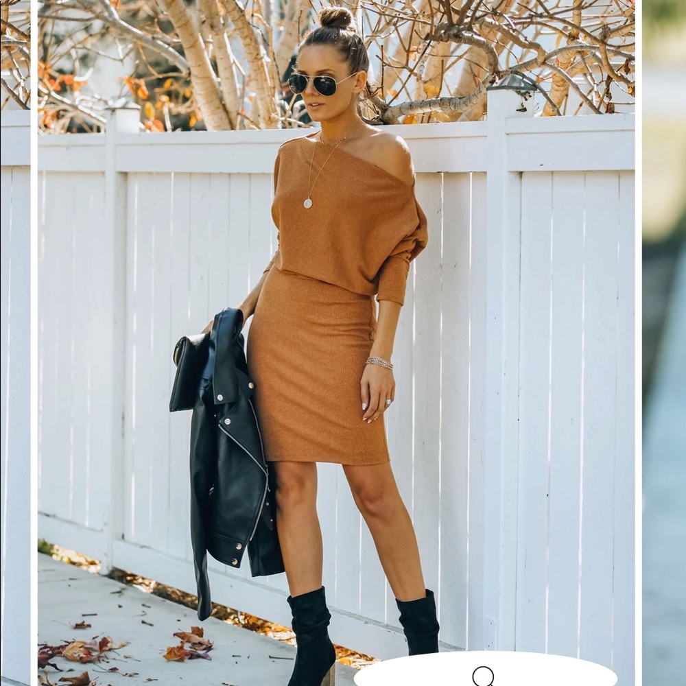 Kelso camel boatneck dress Vici exclusive